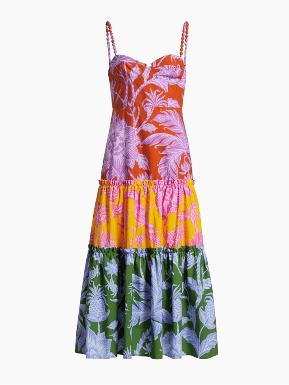 FARM Rio Tropical Swing Mix Sweetheart Midi-Dress- size S